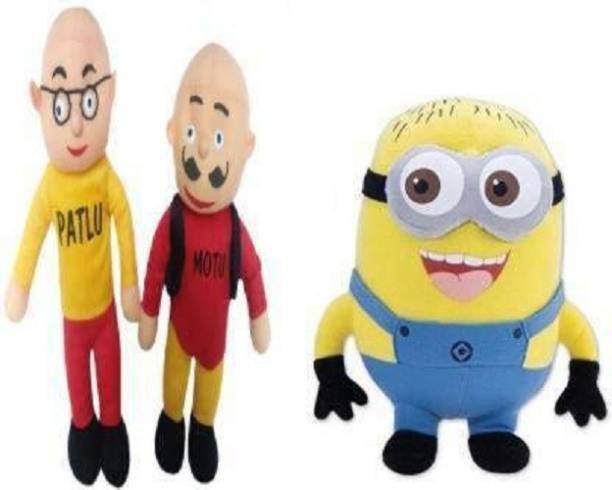 KPN Soft Lovable Hugable Combo Minion and Motu Patlu Soft Toy For Kids Toys Bithday Gift -25 & 30 cm (Multicolor)  - 30 cm