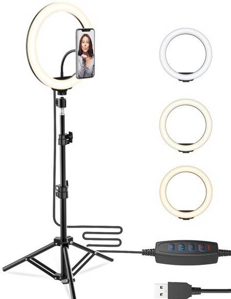 SONVI Foldable Tripod with Remote, Dimmable 3-Modes LED Ring Light Ring Flash