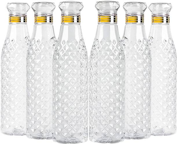 RUTVI FASHION Water Bottle Fridge Home n Office, Transparent 1000ml (Crystal Diamond Set of 6) 1000 ml Bottle
