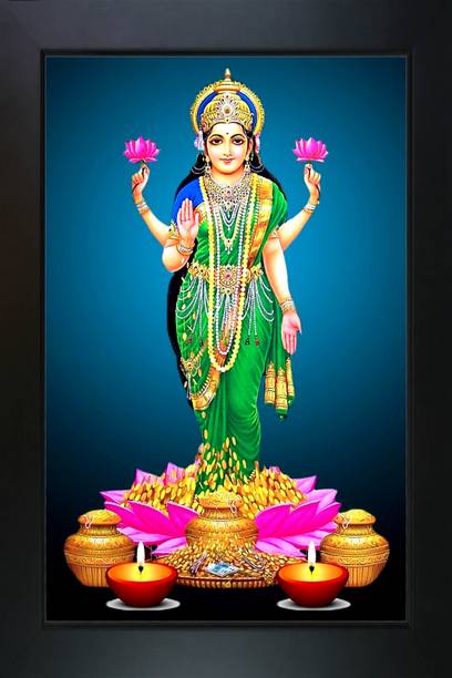 RV SALES LAXMI mata photo with frame for puja room & wall Religious Frame