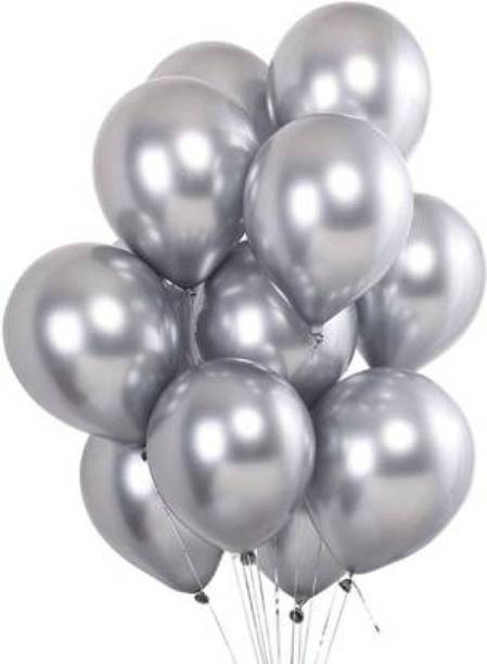 Wonder Solid Party Decoration Metallic Balloons Silver Theme Birthday Party AIR or HELIUM - Set of 65 Balloon