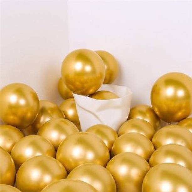 Wonder Solid Party Decoration Metallic Balloons Golden Theme Birthday Party AIR or HELIUM - Set of 45 Balloon