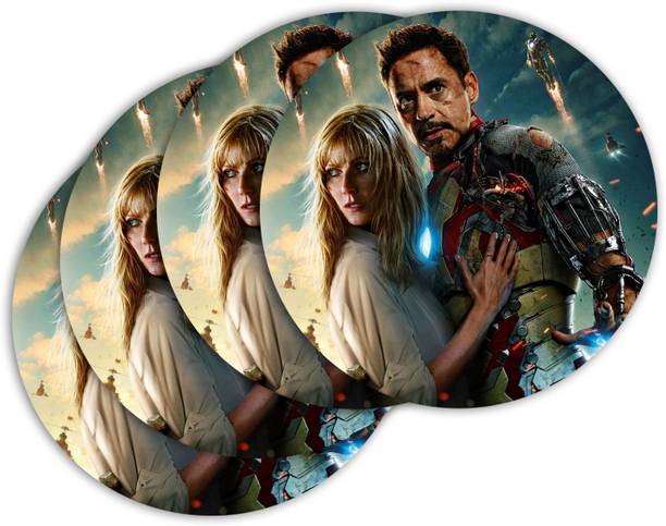 Ashvah Round Medium Density Fibreboard Coaster Set