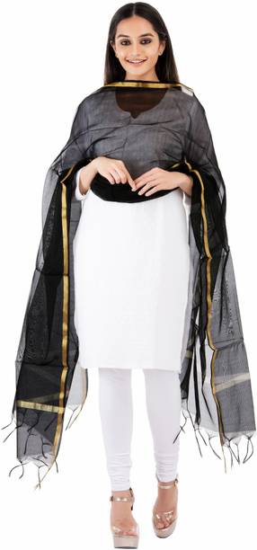 Art Silk Solid Black Women Dupatta