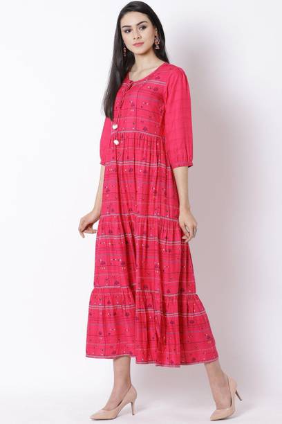 RANGRITI Women Checkered A-line Kurta