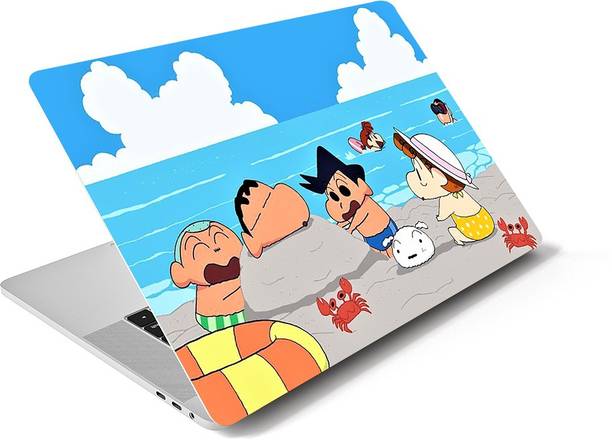 NoWorries Shinchan and his friends laptop skin sticker, HD-Print & High-quality laptop decal that fits on all laptops VINYL Reusable Laptop Skin Compatible for 15.6 inch