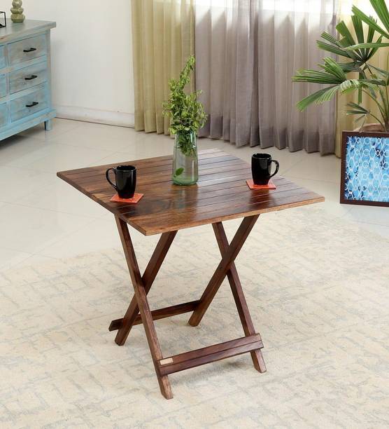 Satkar Wood Furniture Sheesham Wood Foldable Patio Tea/Coffee Table | for Balcony, Garden and Outdoor | Square Table | Brown Solid Wood Coffee Table