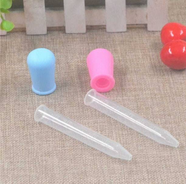 Happy Baby Clear Silicone Plastic Easy Squeeze Baby Food Feeder Medicine Dropper Pipette (multicolour) pack-2  - silcon with plastic