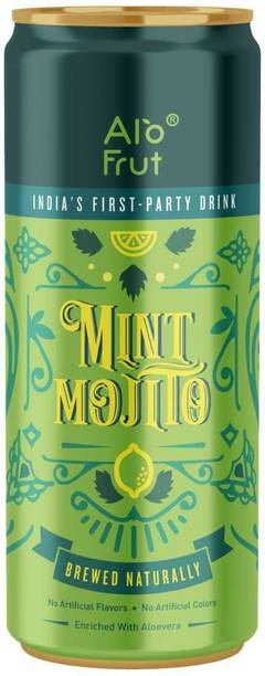 ALOFRUT Mint Mojito 250 ml Pack of 12 | India's First Party Drink | Taste The Natural Fizz | Brewed Naturally | Enriched With Aloevera | No Artificial Colours | No Artificial Flavors Can