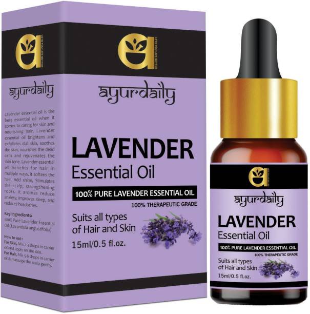Ayurdaily Lavender Essential Oil 100% Pure, Natural and Undiluted for Hair, Skin and Face