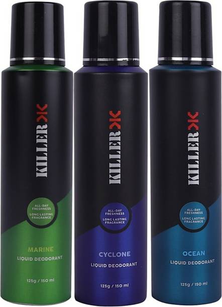 KILLER marine, cyclone, ocean deodorant pack of 3(450ml) Body Spray  -  For Men & Women