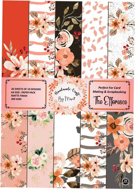 Dheett The Effloresce Scrapbook Designer Paperpack Matte Finish Perfect for Making Greeting Cards Envelops Explosion Boxes and Albums A4 300 gsm Craft paper
