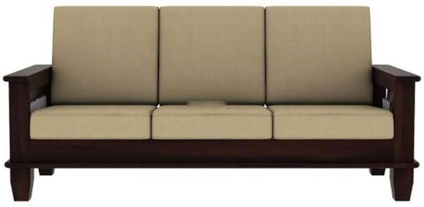Krishna Wood Decor Solid Sheesham Wood 5 Seater Home Furniture Living Room | Wooden Sofa Set 3+1+1 Fabric 3 + 1 + 1 Sofa Set