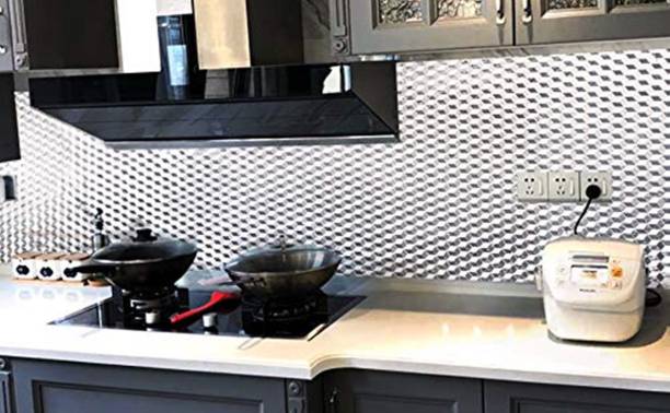 Ruchi World 200 cm Aluminium Foil Stickers, Kitchen Backsplash Wallpaper, Self-Adhesive Wall Sticker Waterproof Anti-Mold and Heat Resistant for Walls Cabinets. Self Adhesive Sticker