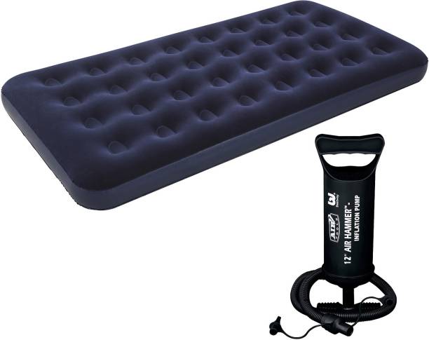 DecorSecrets Premium Air bed PVC (Polyvinyl Chloride) With Manual Air Pump Velvet 2 Seater Inflatable Sofa