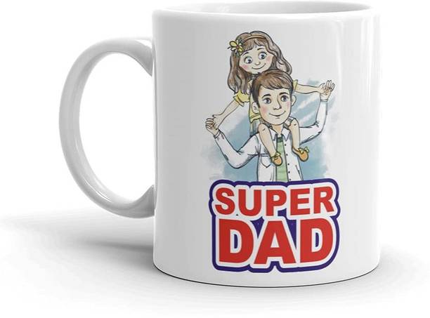 PRIDE STORE Super Dad Printed Cool Coffee | Gift for Dad, Father's Day and Coffee Lovers Ceramic Best Gift for Dad Coffee Ceramic Coffee 320 Ml Ceramic Coffee Mug