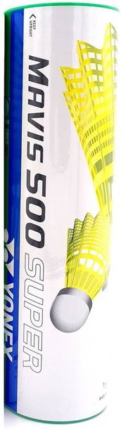 YONEX Mavis 500 Super Nylon Shuttle - Yellow (Slow, 75, Pack of 6) नायलॉन शटल  - पीला