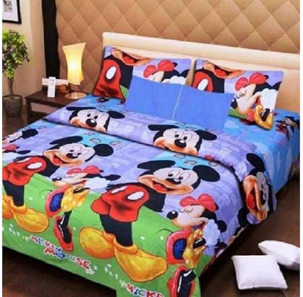 LOXICA Polycotton Double Flat 210 TC Cartoon Bedsheet