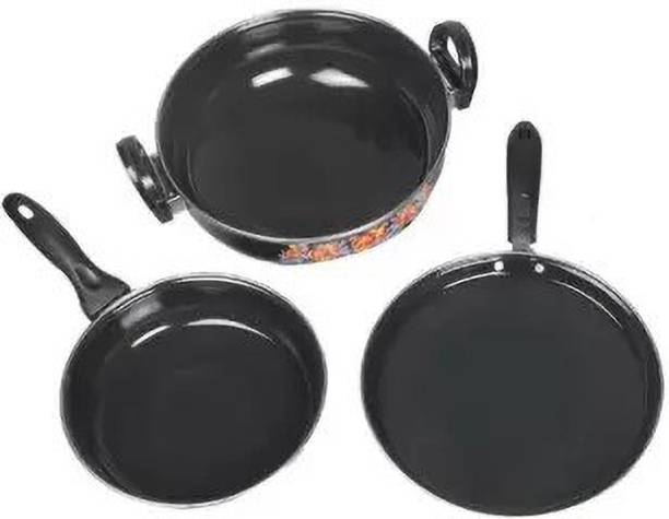 Maharajee Black Painted Induction Bottom Non-Stick Coated Cookware Set