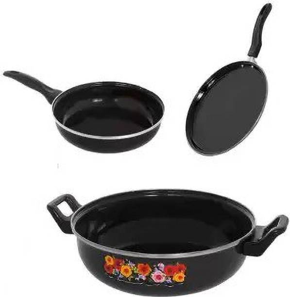 Maharajee Maharajee Bajarangi Inducation Bottom Cookware ( set of 3, pcs, Hard Anodised) Induction Bottom Non-Stick Coated Cookware Set