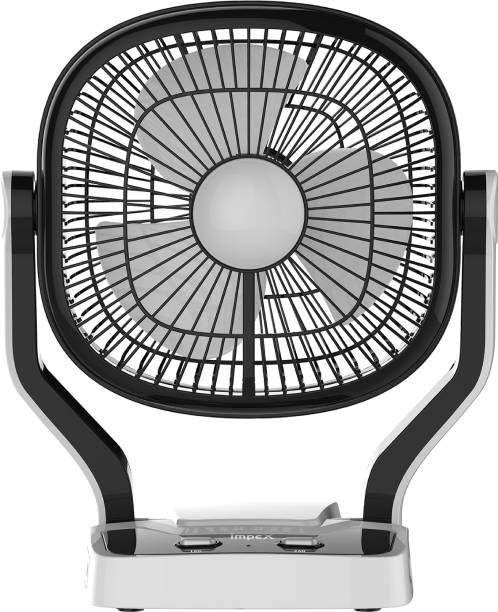 IMPEX Rechargeable Fan (BREEZE D1) with LED Light Dual Speed Mode 7 mm 3 Blade Table Fan