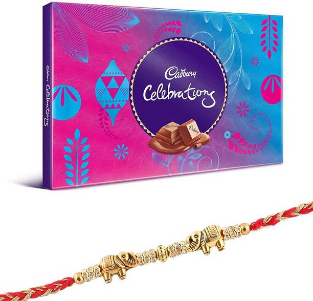 Cadbury Celebration Chocolate Hamper | Elephant Design Rakhi | Beautiful Hathi Rakhi Gift For Brother | Rakhi Gift | SF4/21/HATHI RAKHI Combo