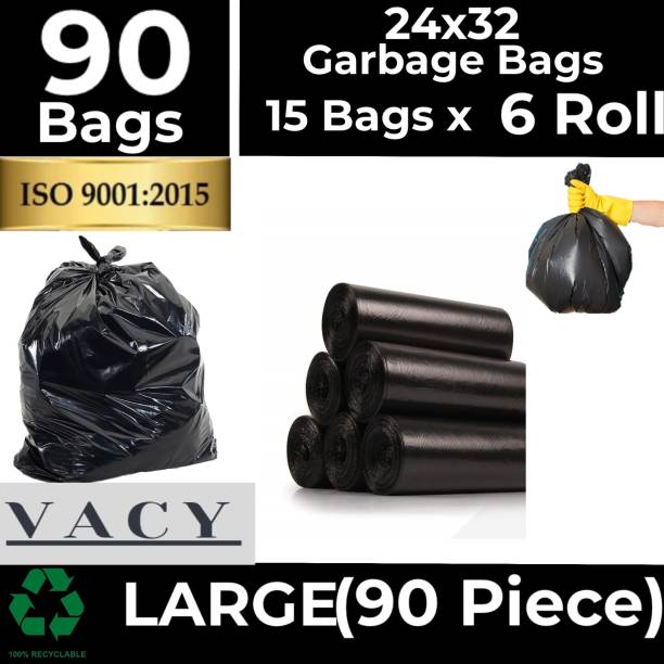 CartVallue B_24x32 black 06 Large 20 L Garbage Bag  Pack Of 90