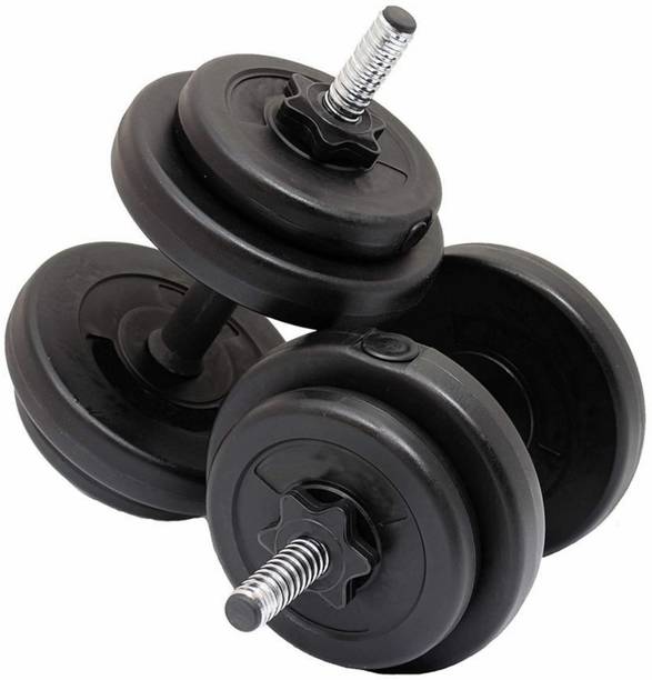 FUEGO 10KGS ( 2.5KG X 4PLATES), Weight Plates, Gym Weights with 2 Dumbbell rods & Nuts Black Bar & Plate Combo, Weight Plate