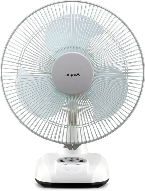 IMPEX Rechargeable Fan (BREEZE D3) with LED Light 3 Speed Mode 305 mm 3 Blade Table Fan