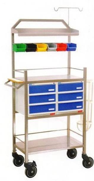 MAHAVIR FURNITURE Stainless Steel Emergency Drug Trolley