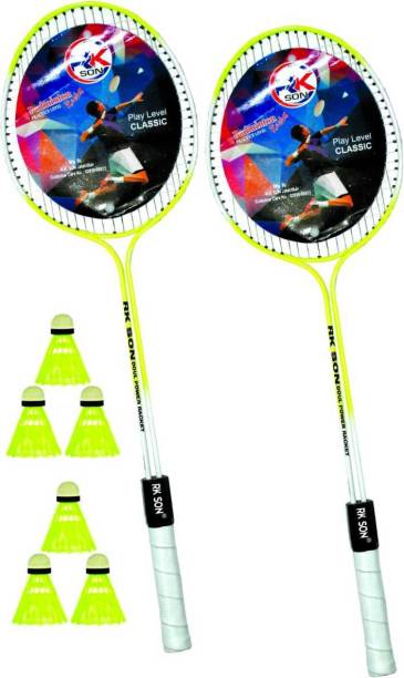 SBM Badminton Racquet Set Of 2 Piece With 6 Piece With Nylon Shuttle Cock Badminton Kit