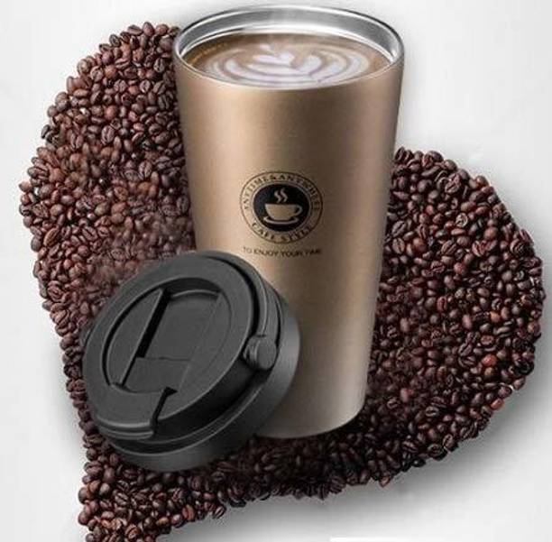 Dubllin Double Wall Insulated Coffee | Heavy Stainless Steel Coffee For Tea/Coffee/Hot Drink/Juice/Shake/Travelling Use| Golden (380 ml) Stainless Steel, Plastic Coffee Mug