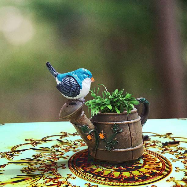 REJOICE CRAFT Cute Watering Can with Bird Handicraft Container Succulent Pots Flower Plants Living Room Planter Pottery Lucky Indoor-Outdoor Table Home & Office Decoration Gardening Gifts Plant Container Set
