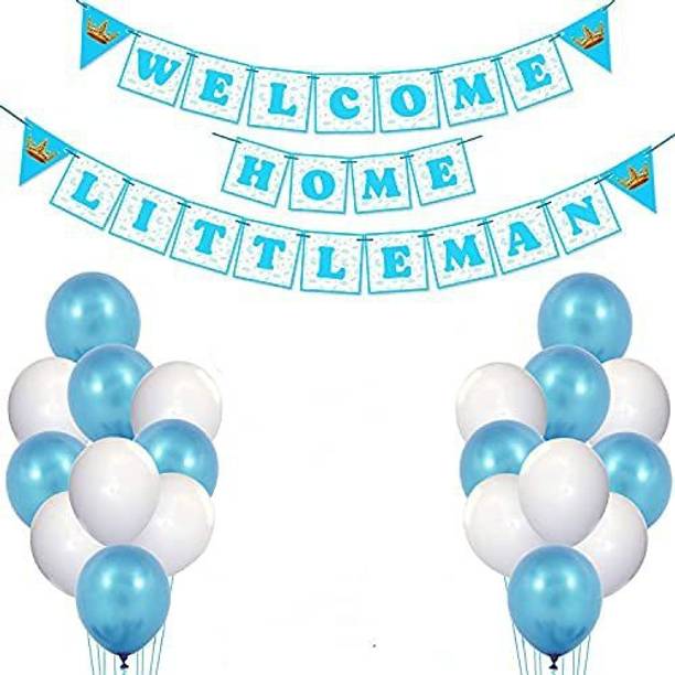 ज़्योज़ी Baby Boy Welcome Home Decoration Kit Banner with Balloons for Baby Shower / Welcome Party / Birthday Party Supplies(PACK OF 26)