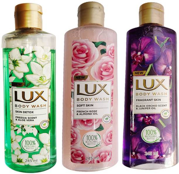 LUX Skin Detox + Soft Skin + Fragrant Skin Body Wash 3X245ml