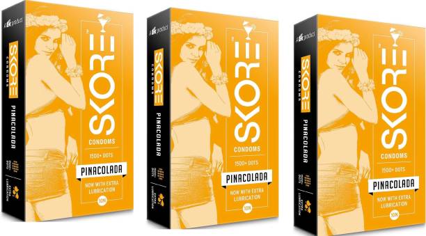 SKORE Pinacolada Flavored Condom Each 10N Pack of 3 Condom