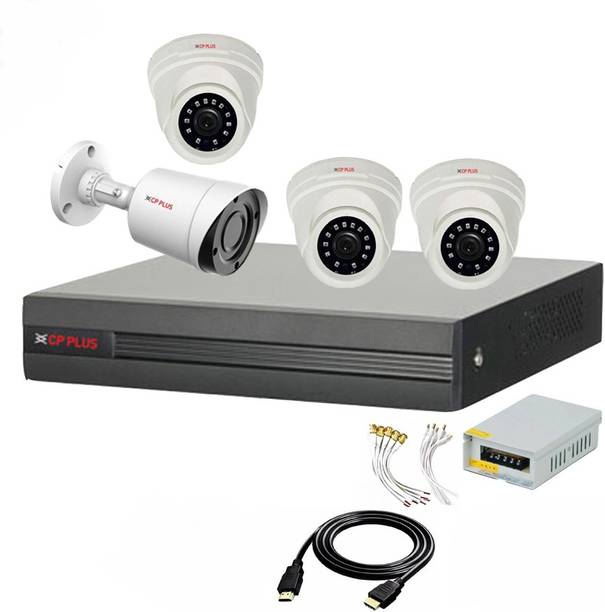 CP PLUS 4 Channal HD DVR 1080p 1Pcs,Outdoor Camera 2.4 MP 1Pcs,Indoor Camera 2.4 MP 3Pcs,Power Supply 1Pcs,combo set Security Camera