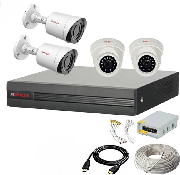 CP PLUS 4 Channal HD DVR 1080p 1Pcs,Outdoor Camera 2.4 MP 2Pcs,Indoor Camera 2.4 MP 2Pcs,combo set Security Camera