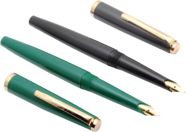 Ledos Ledos Fellowship 505 FC Green &amp; Black Eyedropper Fountain Pens Medium Nib Golden Trims New Pen Gift Set