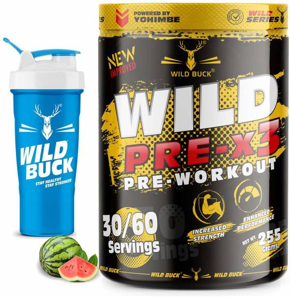 WILD BUCK PRE-X3 Pre Workout Supplement to Boost Your Energy & Performance For Men & Women BCAA