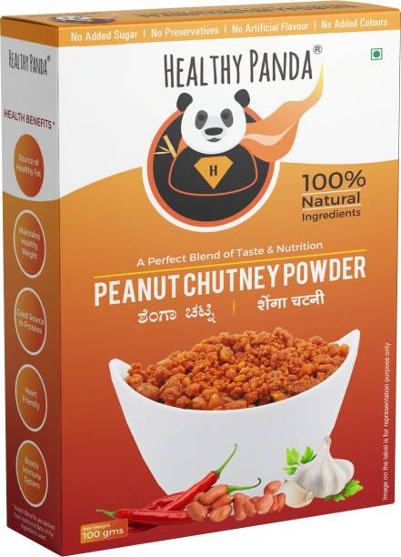 HEALTHY PANDA Uttar Karnataka’s Famous Pounded Peanut Garlic Chutney Powder/Groundnut Chutney Powder(Shenga Chutney)(500 gms) 100 X 5 Chutney Powder