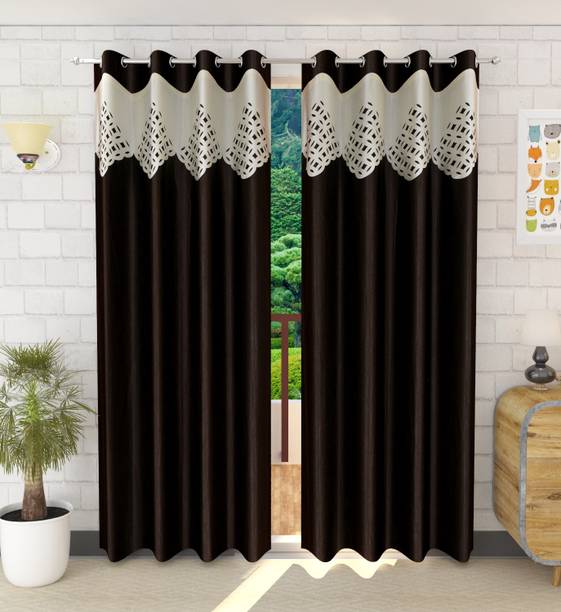Soulful Creations 214 cm (7 ft) Polyester Room Darkening Door Curtain (Pack Of 2)