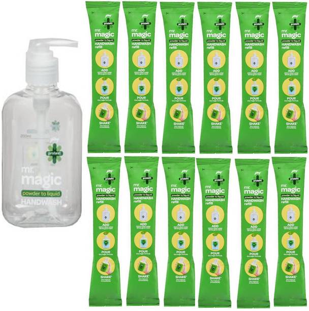 Godrej Magic Powder to Liquid Hand Wash 1 Bottal + 12 Refill 9g Hand Wash Bottle + Refill