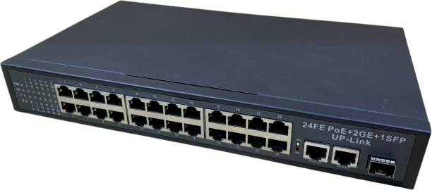 HANUTECH 24 Ports Poe+2 Uplink Giga Ports+1SFP CCTV Networking Switch with Original Realtek Chipset Network Switch