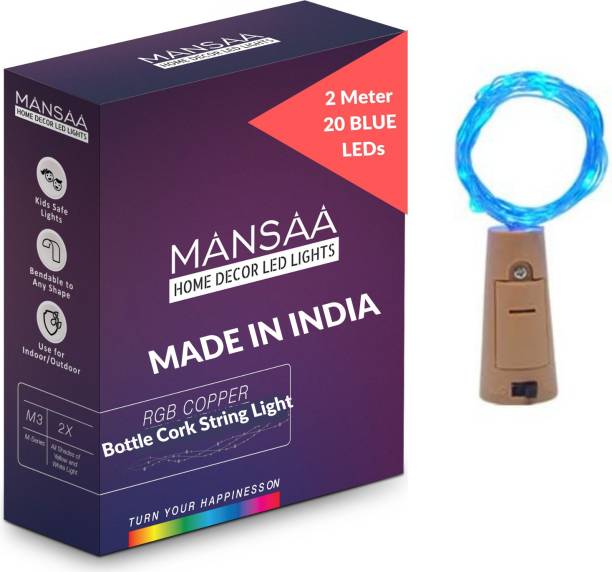 MANSAA 20 LEDs 1.98 m Blue Steady String Rice Lights
