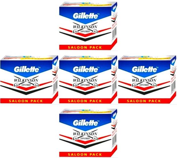 Gillette Wilkinson Sword Double Edge Razor Blades (50 In 1) (Pack Of 5) Saloon Pack by Rmr JaiHind, Men & Women