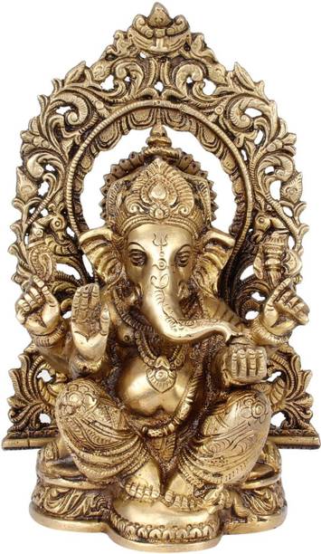 DAS TRADERS Lord Ganesh Murti Ganesha Idol Ganpati Bhagwan Brass Statue for Home Entrance Good Luck Vastu Decoration Showpiece and Gift Height 8 Inches. Decorative Showpiece  -  20 cm