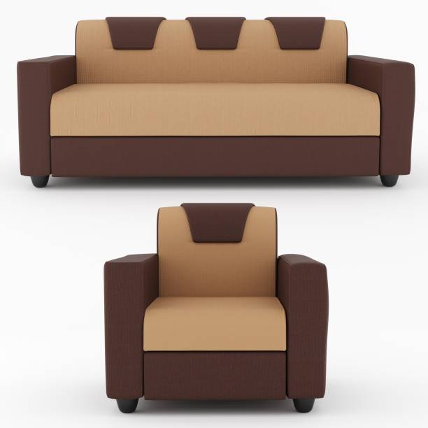 WESTIDO Kay2 Fabric 3 + 1 Cream Brown Sofa Set