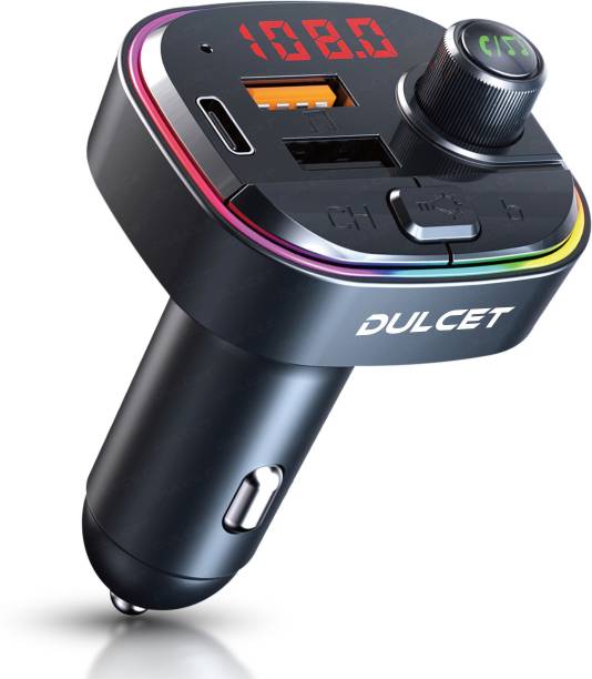 Dulcet v5.0 Car Bluetooth Device with FM Transmitter, Car Charger, Transmitter, Audio Receiver