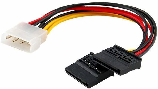 Wizzo Power Sharing Cable 0.07 m 15 cm 4 Pin Molex to Dual SATA Power Y Cable Adapter for Internal Hard Disk Drive, HDD, SSD & DVD Writer